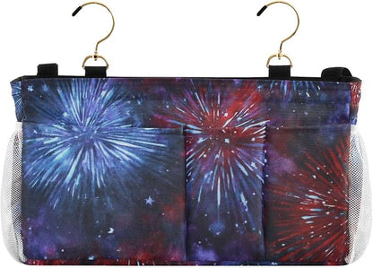 American Tie Dye Stars and Fireworks Bedside Caddy by QwThum