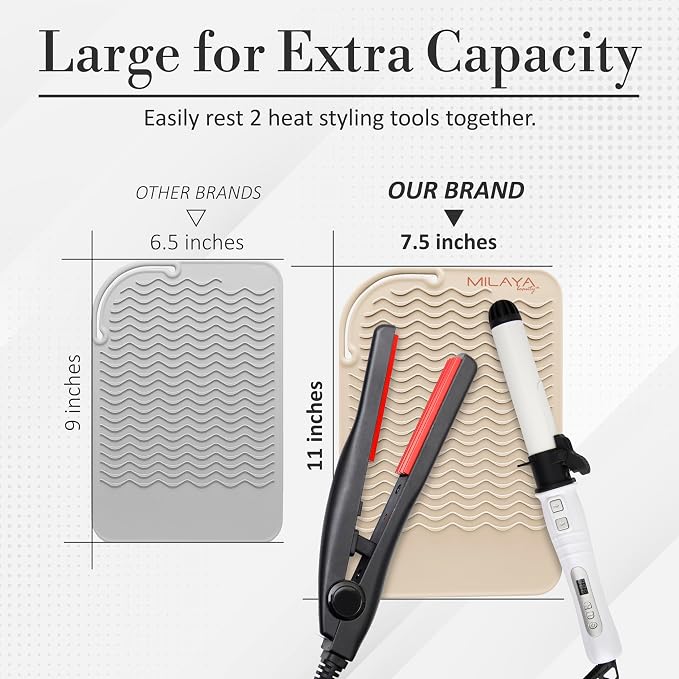 Vanity Accessories Heat Resistant Mat – Silicone Flat Iron & Curling Iron Holder - Image 5