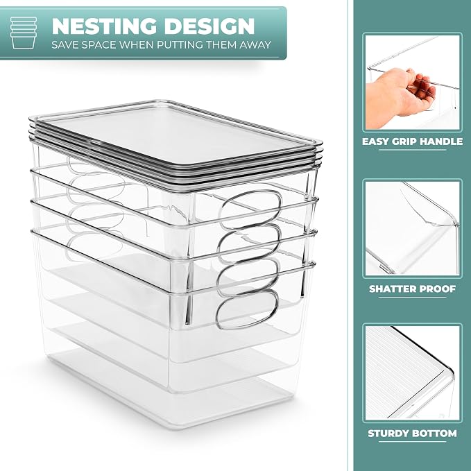 Sorbus Large Clear Plastic Bins - Image 6