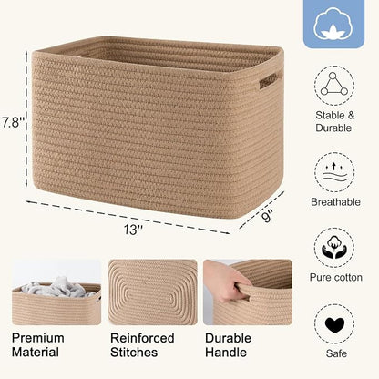4 Pack Storage Baskets for Organizing, Woven Baskets for Shelves - Image 3