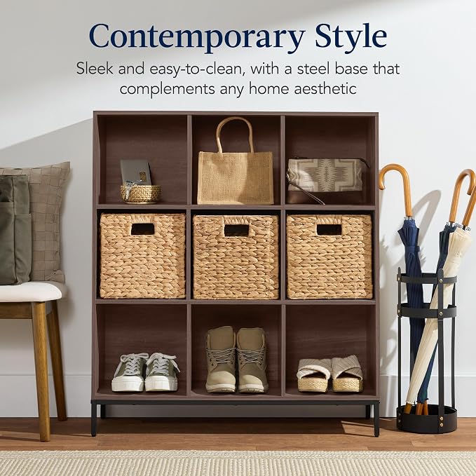 Best Choice Products 9-Cube Bookshelf, 3-Tier Wood Storage Bookcase W/Legs - Image 3