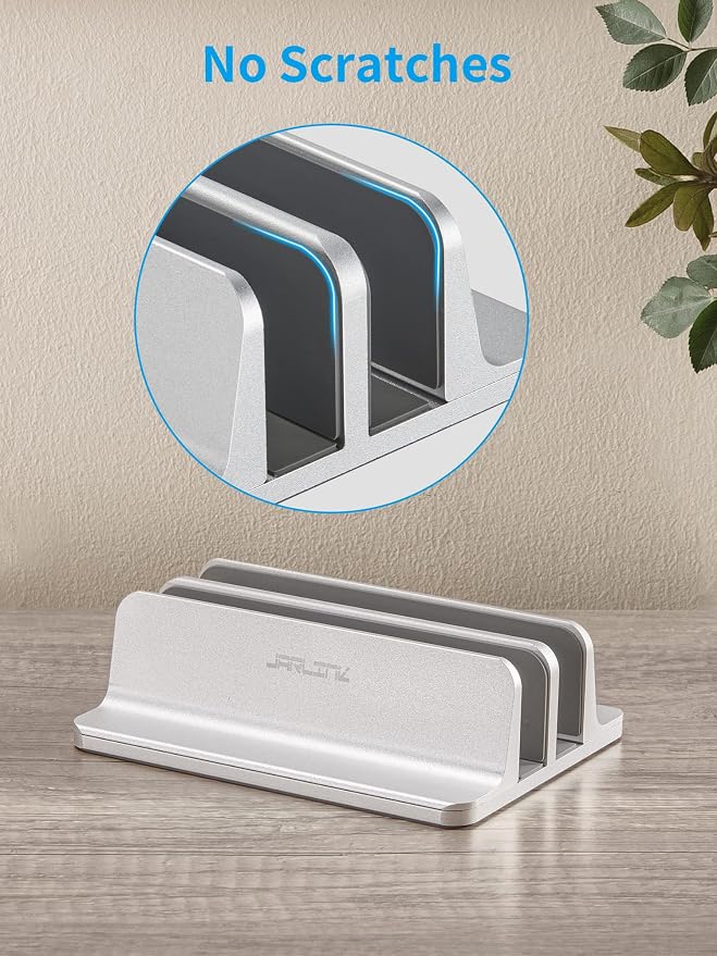 JARLINK Double Vertical Laptop Stand, Adjustable Aluminum Desk Dock, - Image 7