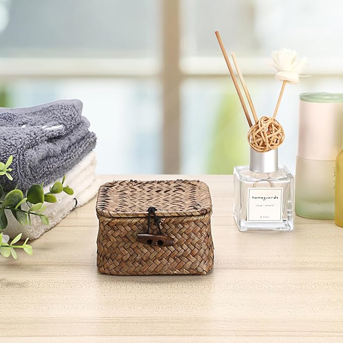 Hipiwe Mini Seagrass Basket Wicker Shelf Baskets - Image 3