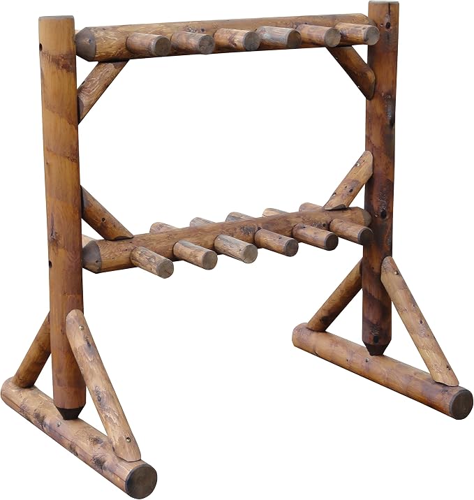 11-Place Freestanding Log Ski Rack Holder, Indoor & Outdoor Snowboard Racks - Image 5