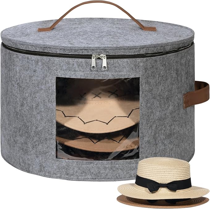 Lifewit Round Cowboy Hat Box for 7 Caps, Large Felt Hat Organizer Bag for Men & by Lifewit