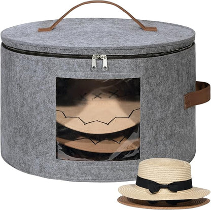 Lifewit Round Cowboy Hat Box for 7 Caps, Large Felt Hat Organizer Bag for Men & by Lifewit