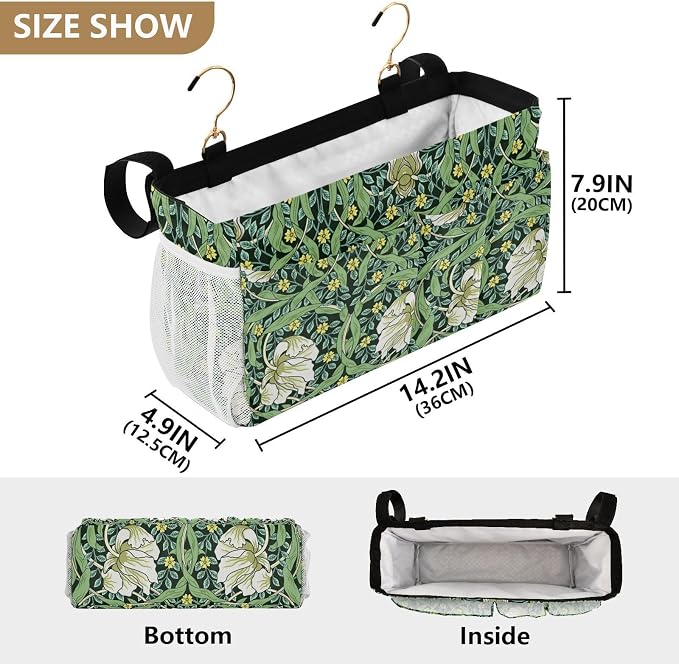 Bedside Caddy for Dorm Bed Bedside Hanging Caddy Bag Iron Frame Storage - Image 4