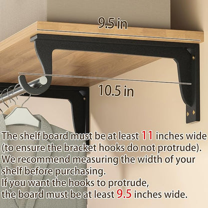 10inch Heavy Duty Closet Rod Bracket Support 400 lbs | 4pack Carbon Steel Wall - Image 3