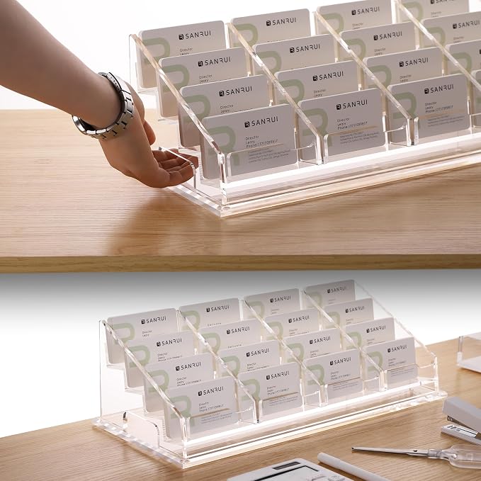 YUXUN 16 Slots Acrylic Business Card Holder - Image 4