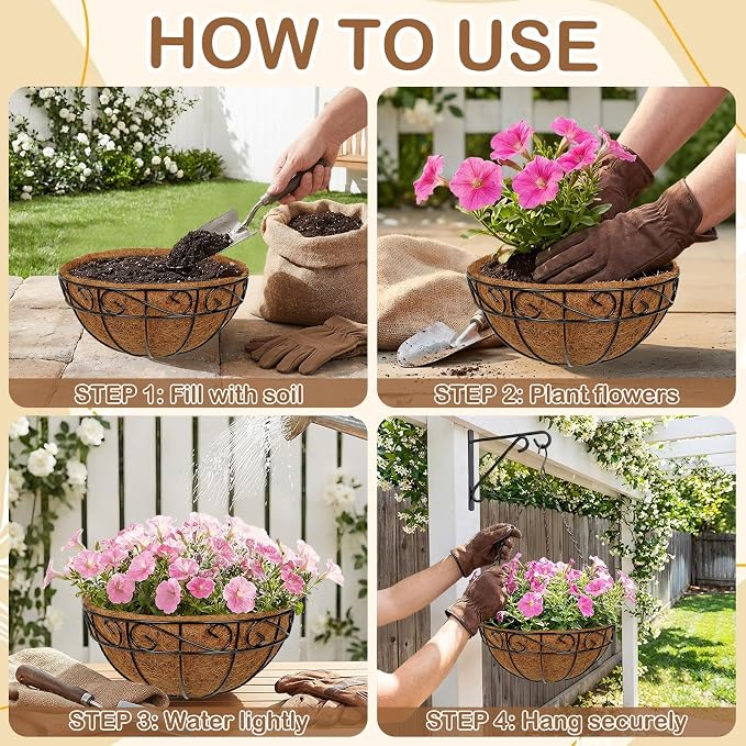 6 Pack 12 inch Metal Hanging Baskets - Image 4