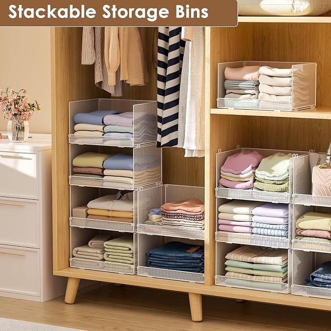 Tiaoheka 4-Tier Stackable Closet Organizers and Storage Shelves, Foldable - Image 4