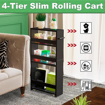 MARTY Slim Rolling Storage Cart 4-Tier Kitchen Cart - Image 7