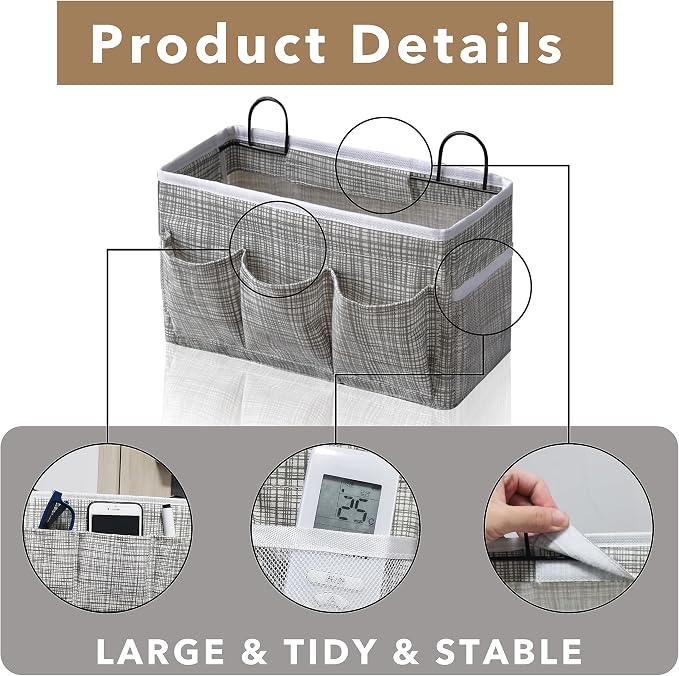 2pcs 3-pockets Large Wall Hanging Organizer Bag, Linen Fabric Door Hanging - Image 5