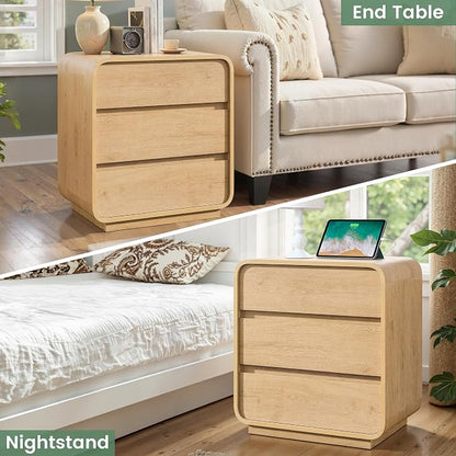 Modern Nightstand Set of 2, 23.2" Large Wood Night Stand - Image 6