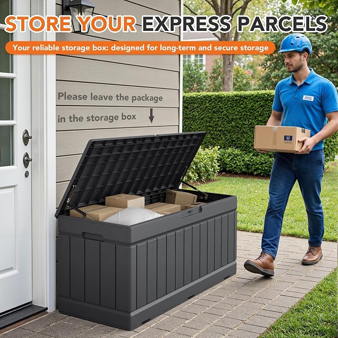 78 Gallon Deck Box Outdoor Indoor Waterproof Storage Box - Image 5