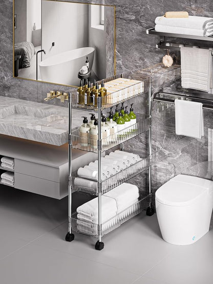 Sooyee Clear 4 Tier Slim Storage Cart, Rolling Storage Cart, Narrow Shelf - Image 6