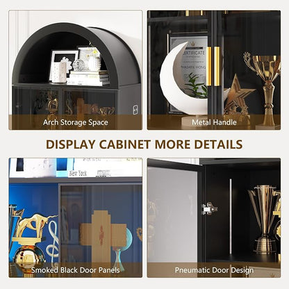 Arch Display Cabinet with Doors and Adjustable Shelves, 6 Tier Display Case - Image 6