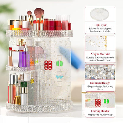Awenia Makeup Organizer 360-Degree Rotating, Adjustable Makeup Storage - Image 4