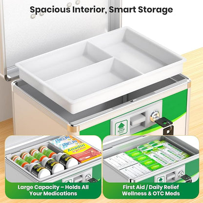 Medicine Lock Box with Keys, Small 10x6.9x6.9in, Aluminum Child-Safe Lock | - Image 7