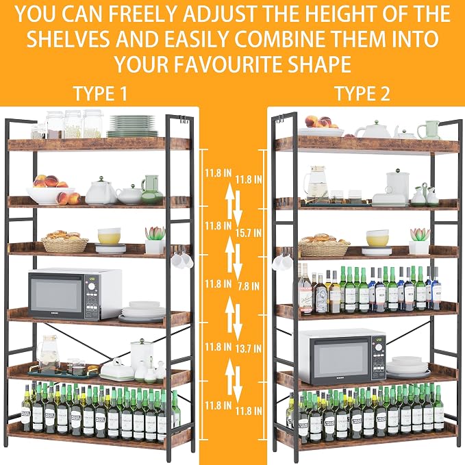 HCHQHS Bookshelf, Adjustable Industrial Bookcase, Vertical Tall Book Shelf - Image 3