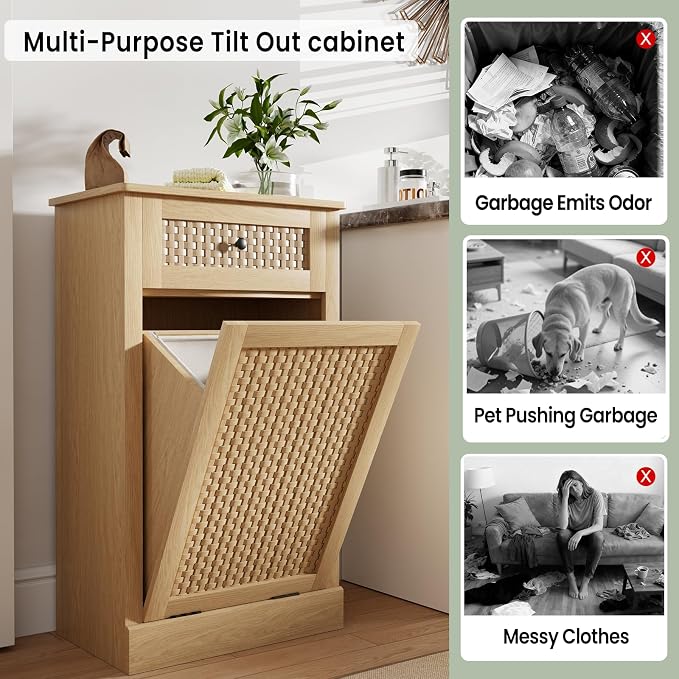 Double Tilt Out Laundry Hamper Cabinet, 10 Gallon Laundry Cabinet - Image 6