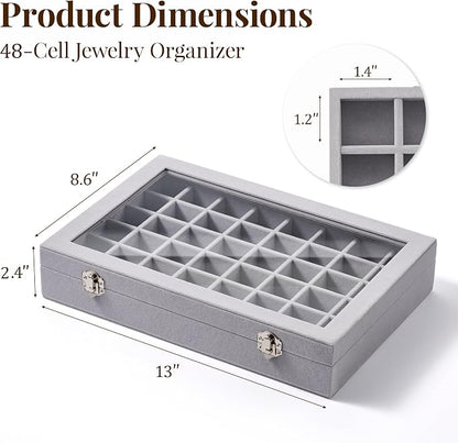 48 Grid Earring Organizer and Storage: Velvet Jewelry Tray - Image 3