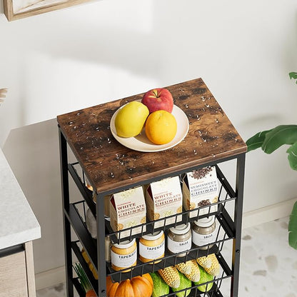 Fruit Vegetable Cart, 4-Tier Snack & Kitchen Cart on Wheels - Image 2
