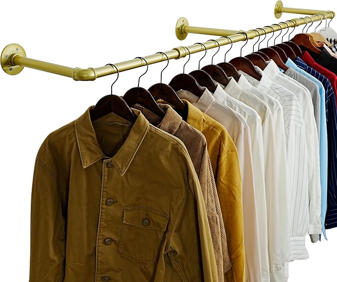 WEBI Industrial Pipe Clothing Rack, Heavy Duty Metal Garment Rack Bar Wall by WEBI