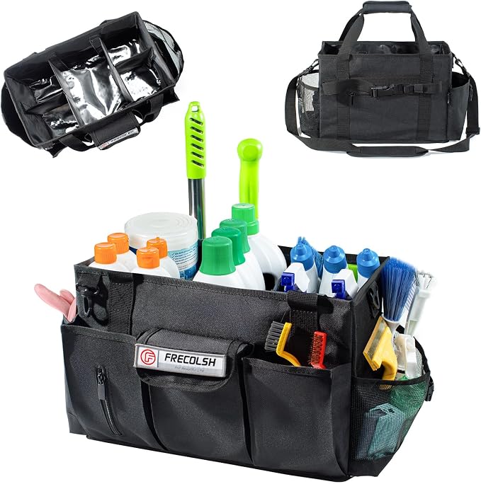 Large Cleaning Caddy for Cleaning Suppliers Organizer, Wearable Cleaing Bag by FRECOLSH