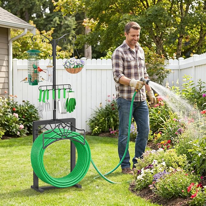 71 Inch Garden Hose Holder, Heavy Duty Free Standing Hose Rack - Image 2