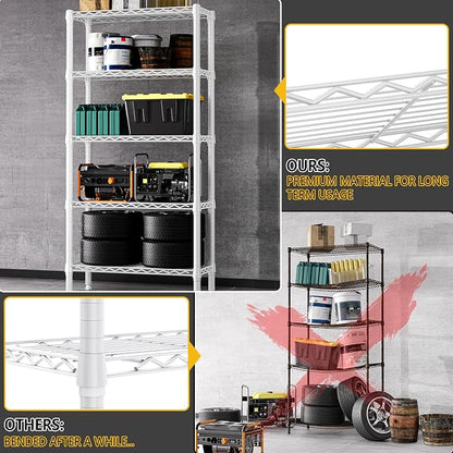 1250 lbs 5 Tier Shelf Metal Storage Shelves Wire Rack Closet Organizers - Image 6