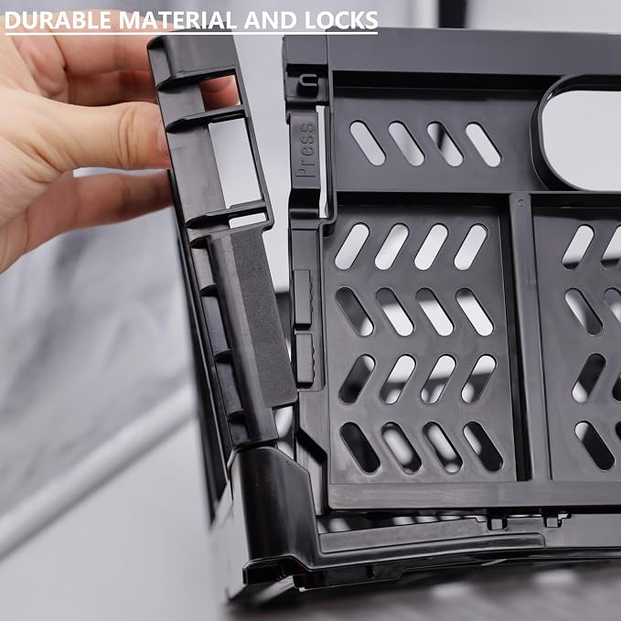 4-Pack Plastic Storage Crates, 20L Foldable Baskets, Collapsible Crates - Image 8