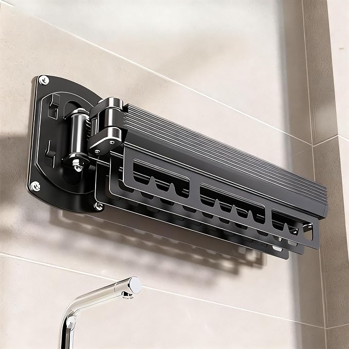 Wall Mounted Drying Rack, 220LB Capacity Tri-Fold Aluminum Clothes Airer - Image 9