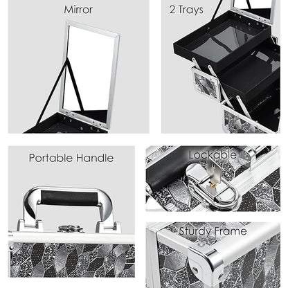 Joligrace Makeup Case Organizer Makeup Box Portable Cosmetic Train Case Hard - Image 5