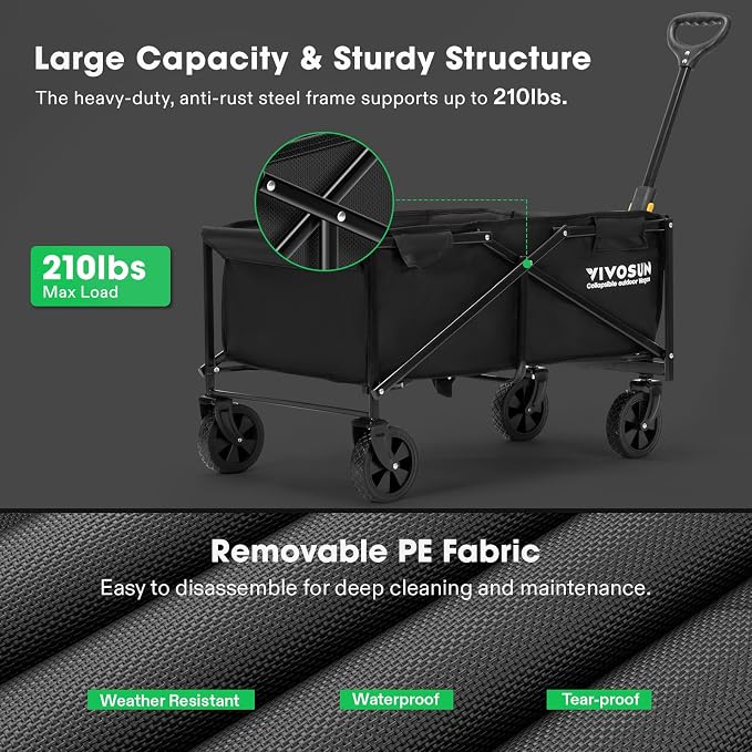 VIVOSUN Collapsible Folding Wagon, Outdoor Utility - Image 2