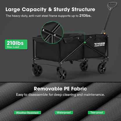 VIVOSUN Collapsible Folding Wagon, Outdoor Utility - Image 2