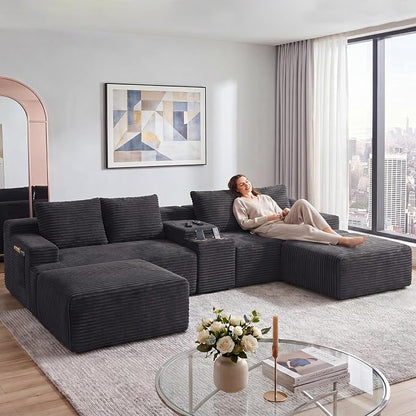 GNIXUU 140.6" Oversized U Shaped Boneless Sectional Couches - Image 3