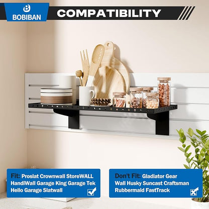 2 Pack Slatwall Shelves, Heavy Duty Metal Slat Wall Shelf - Image 5
