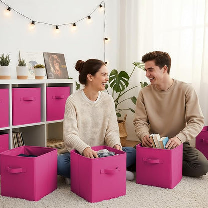 GRANNY SAYS 11 Inch Cube Storage Bin, Cube Organizer Bins, Rose Red, Sturdy - Image 2