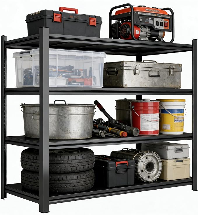 4Tier Storage Shelves Heavy Duty Adjustable Metal Garage Shelving Unit Rack by Ergonova