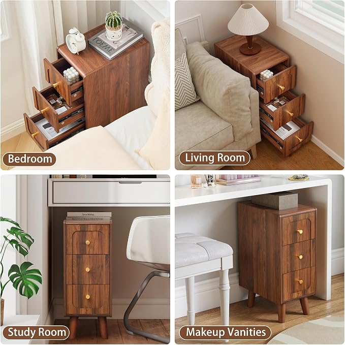 Small Nightstand Set of 2, Narrow Nightstand Slim Couch Side Table - Image 7