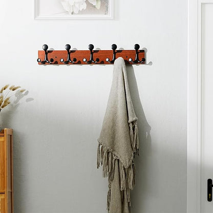 SKOLOO 24-Inch Cherry Wood Coat Rack Wall Mount - Image 2
