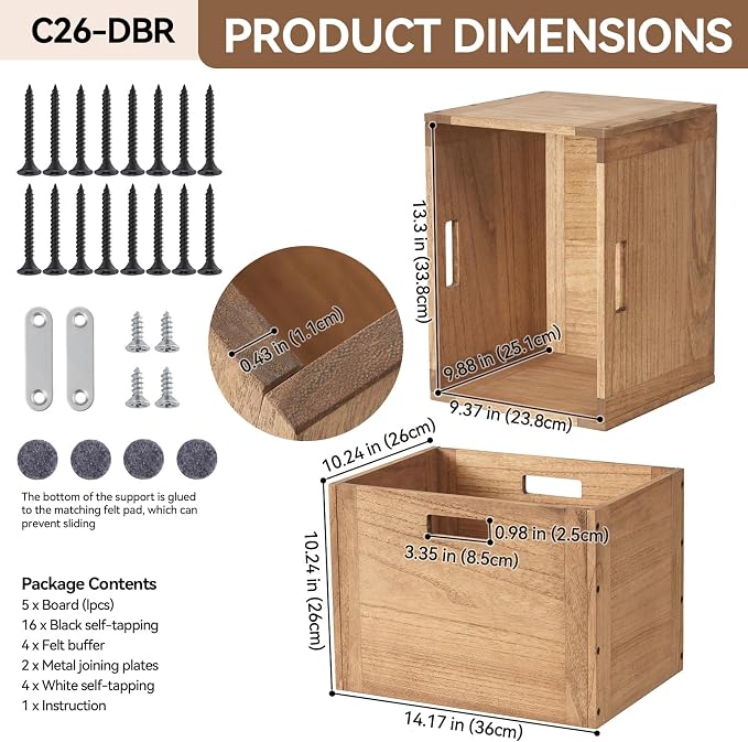 KIRIGEN Stackable Wood Storage Cube - Image 3