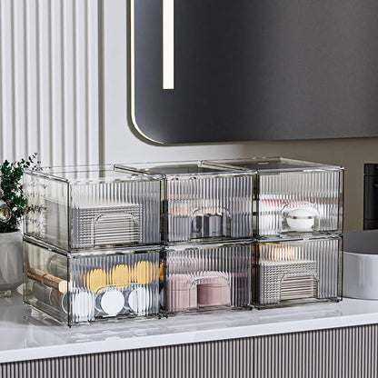 ZHIAI 6 Pack Clear Stackable Storage Drawer, Acrylic Drawer, Cosmetic Organizer - Image 2
