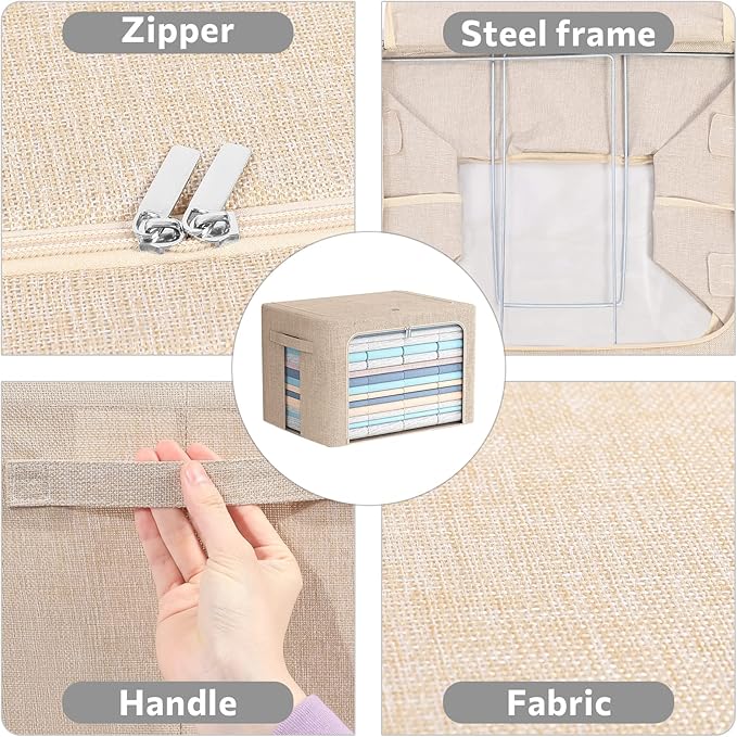 FHSQX 2 Pack Clear Window Storage Bins Foldable Fabric Storage Bins Boxes - Image 3