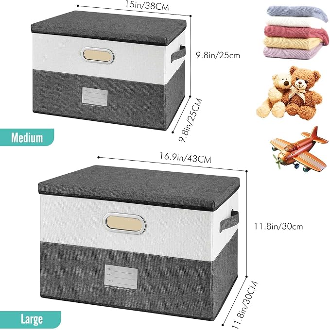 Large Linen Fabric Foldable Storage Bins - Image 6