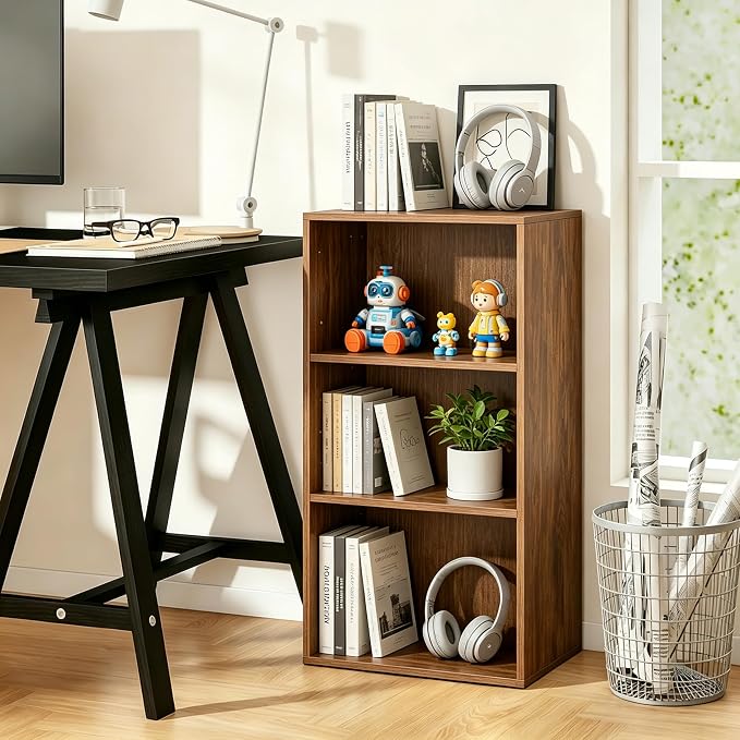 HealSmart 3 Tier Bookcase, Industrial 3 Book Shelf, 9.2" D x 23.8" W x 31.5" H - Image 2