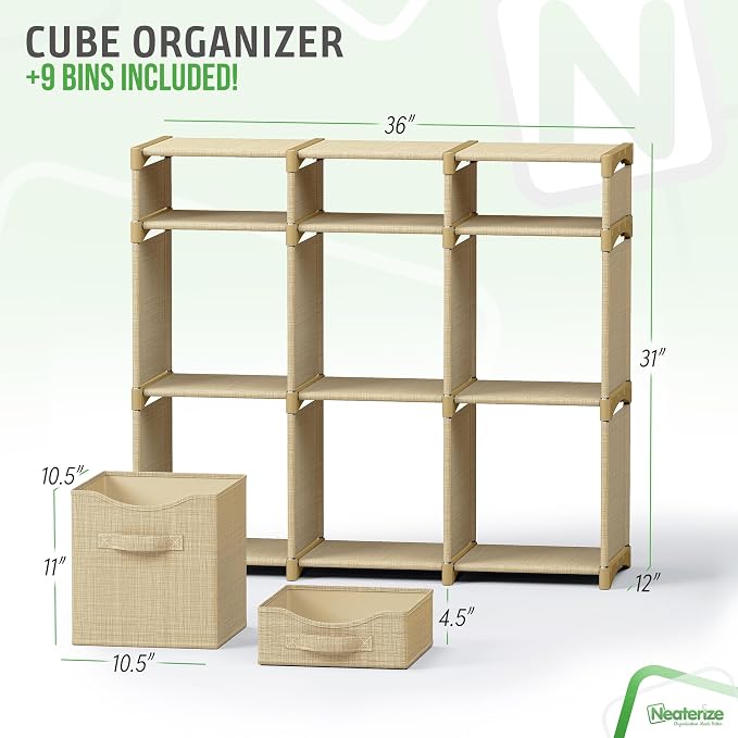 9 Cube Closet Organizers And Storage | Includes All Storage Cube Bins | Easy To - Image 3