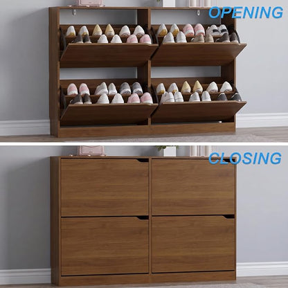 BORNOON Shoe Cabinet with 4 Flip Drawers, Narrow Hidden Shoe Storage Cabinet - Image 5