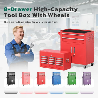 Greenvelly Tool Chest, 8-Drawer Rolling Tool Chest - Image 9